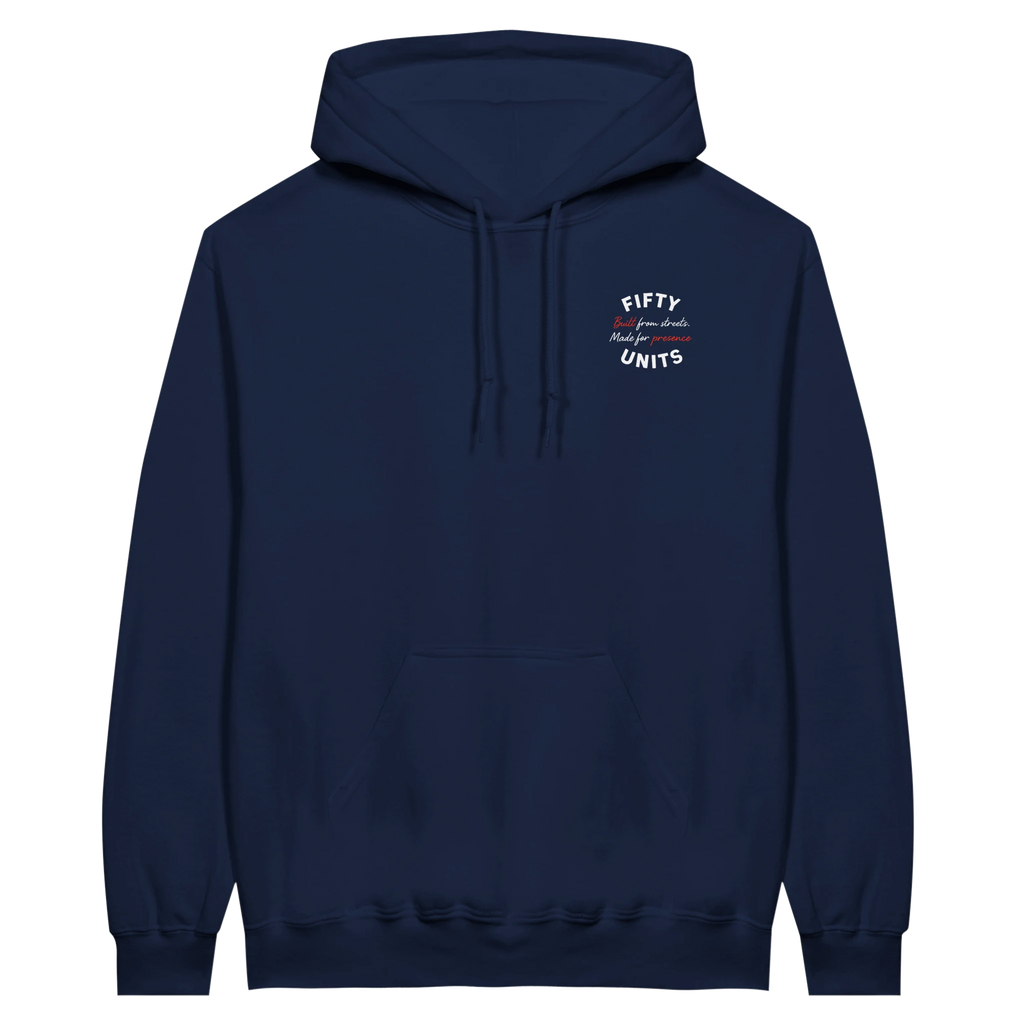 detalle capucha y cordones built presence