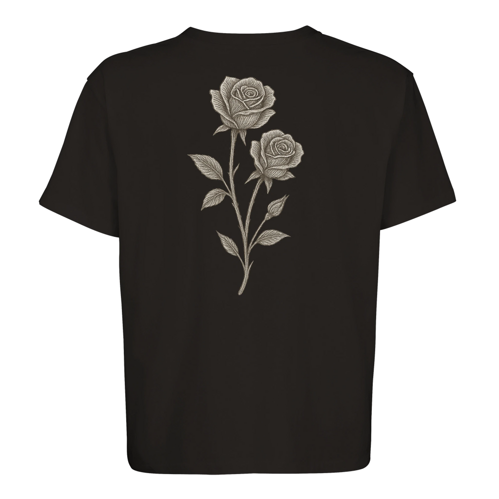 camiseta oversize unisex FIFTY UNITS logo rose black 