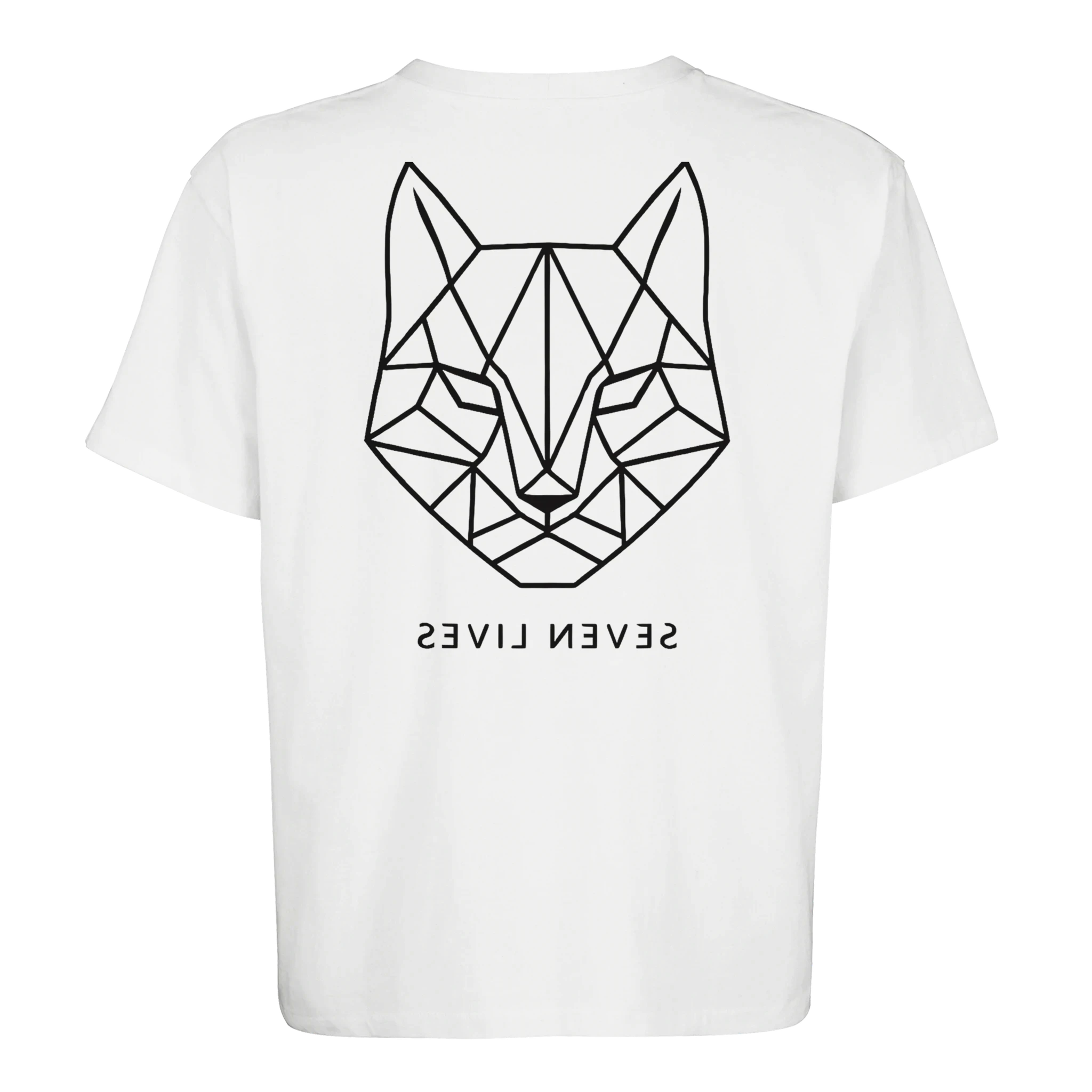 camiseta oversize unisex FIFTY UNITS logo cat white