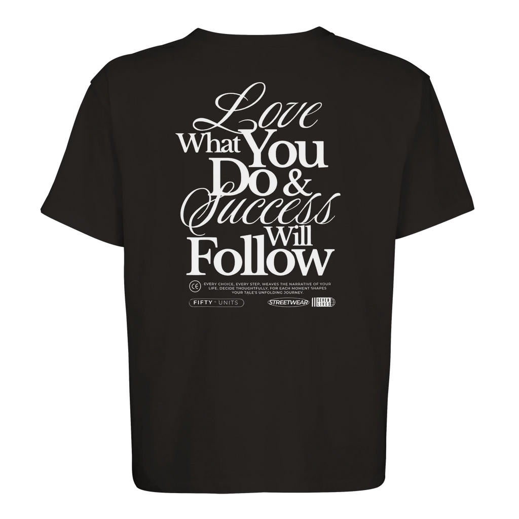 camiseta oversize unisex FIFTY UNITS logo follow black