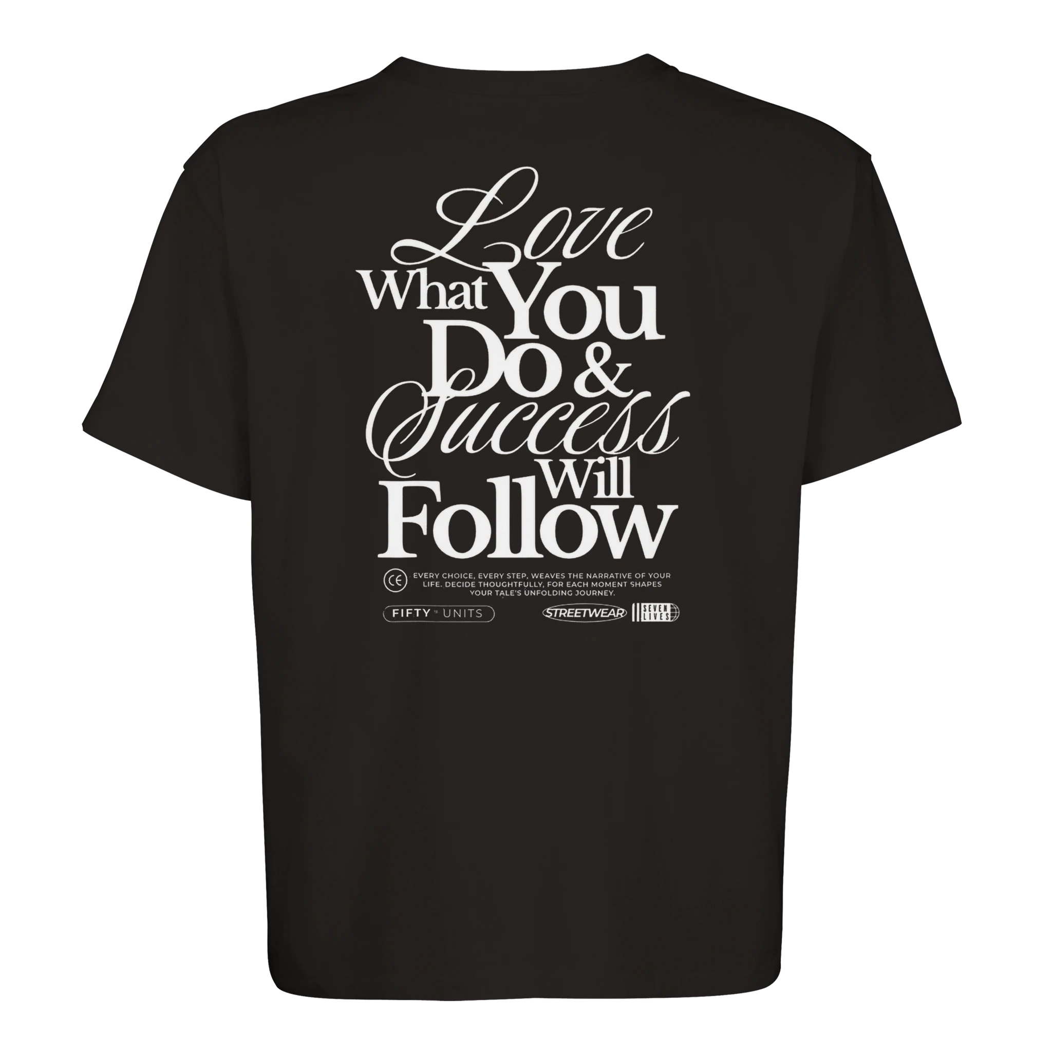 camiseta oversize unisex FIFTY UNITS logo follow black