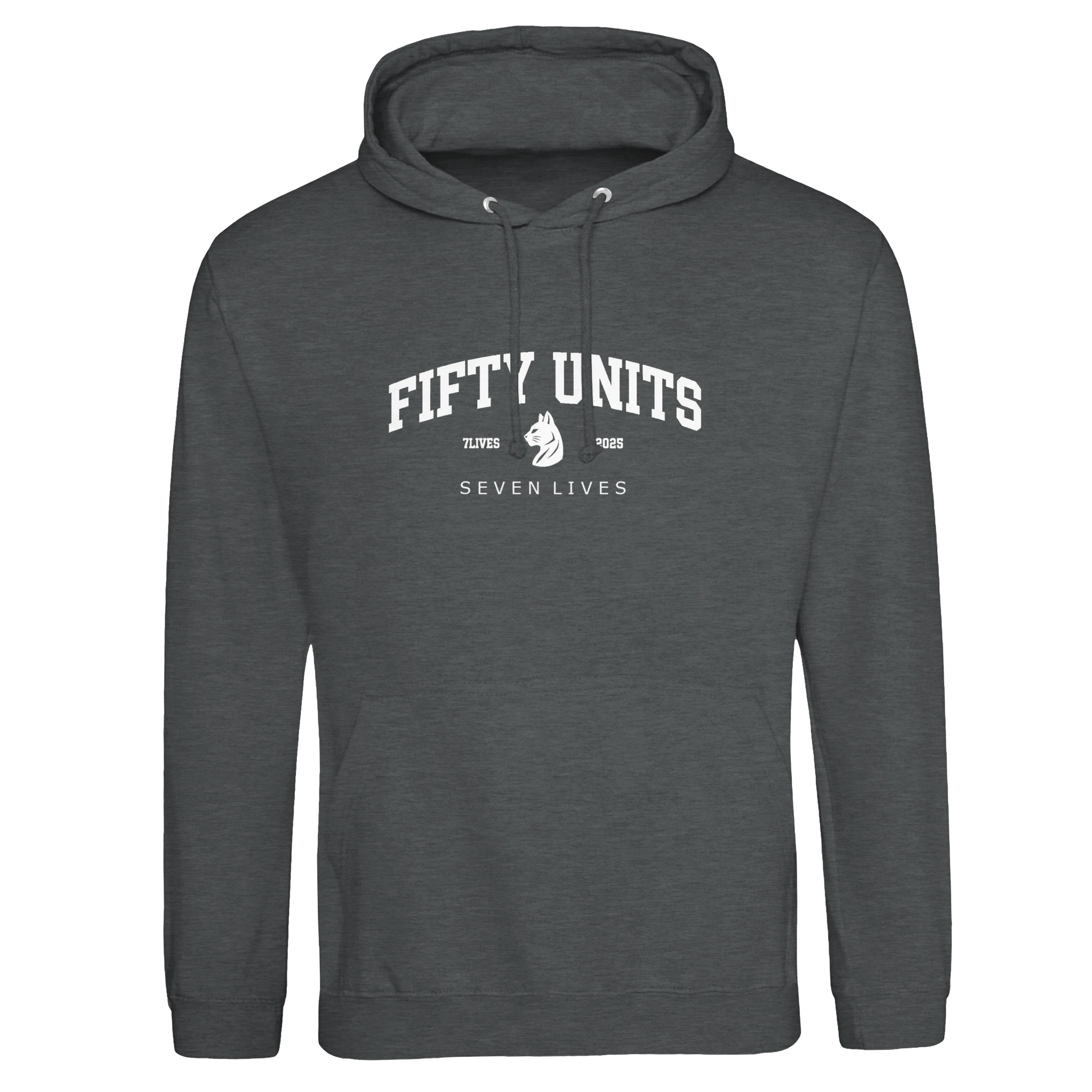 sudadera capucha fu x 7lvs fifty units frontal - grey