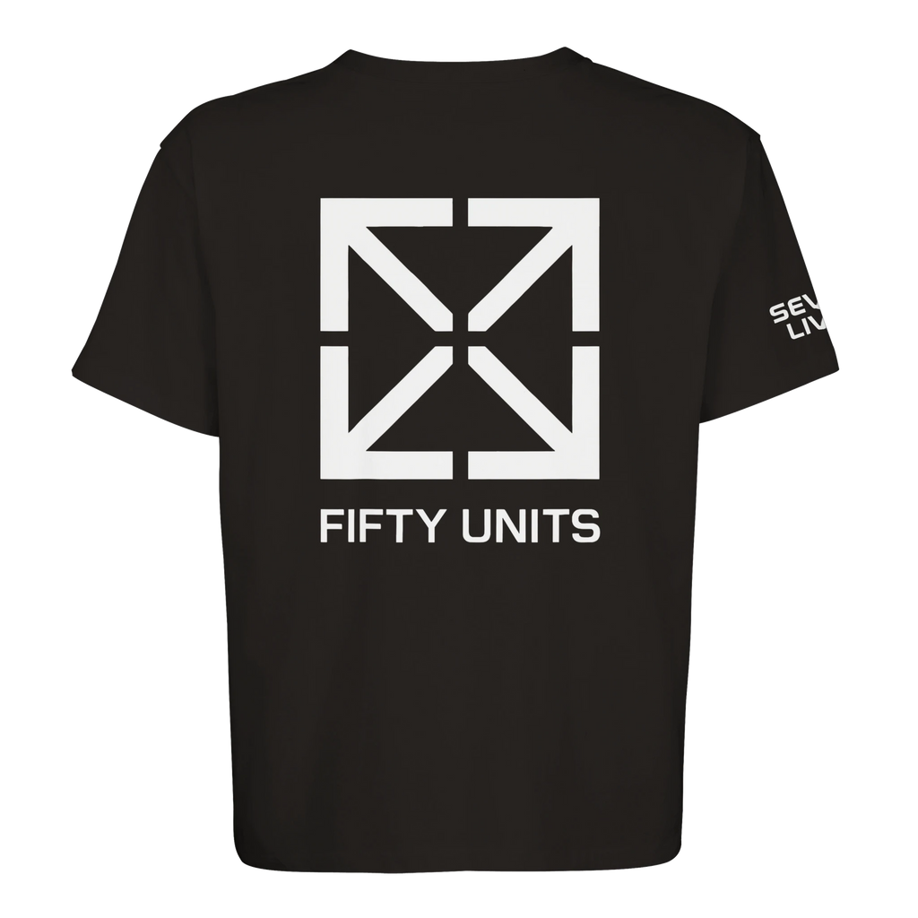 camiseta oversize unisex FIFTY UNITS logo squad black