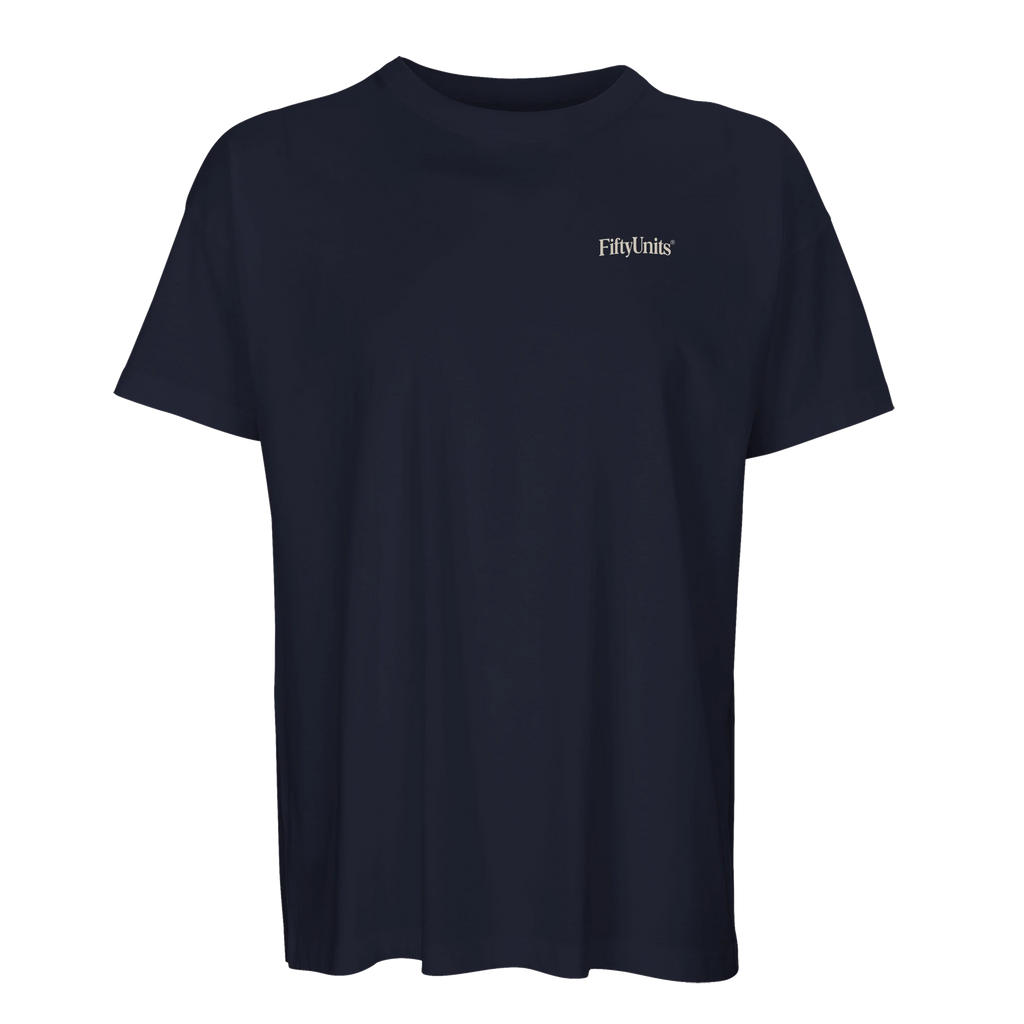 detalle camiseta azul marino oversize authentic