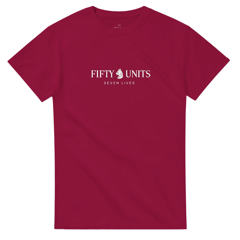 camiseta unisex fifty units x seven lives - rojizo