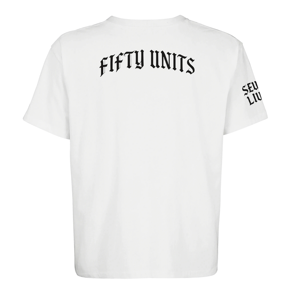 camiseta oversize unisex FIFTY UNITS logo FU x SL white