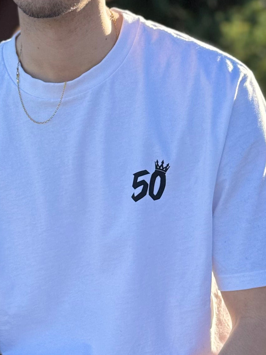 Unisex T-shirt Oversize logo 'Corona' Black &amp; White | FIFTY UNITS