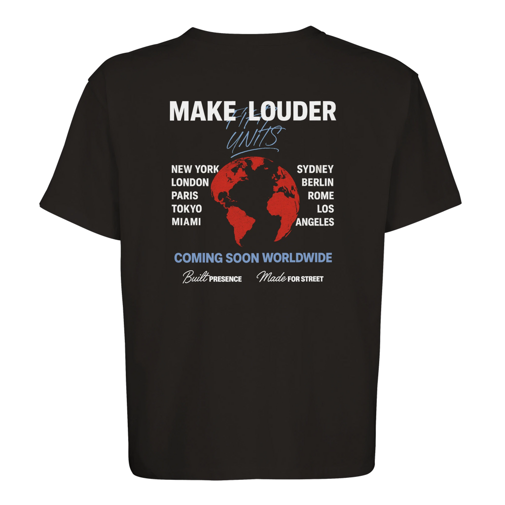 camiseta oversize unisex FIFTY UNITS logo worldwide black