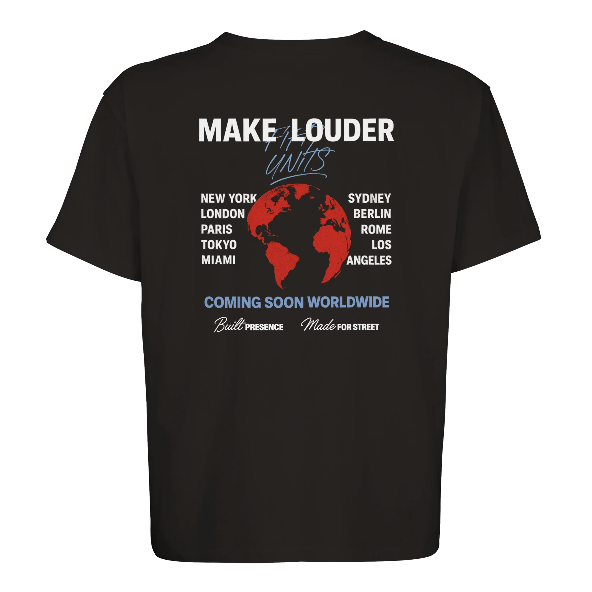 camiseta oversize unisex FIFTY UNITS logo worldwide black