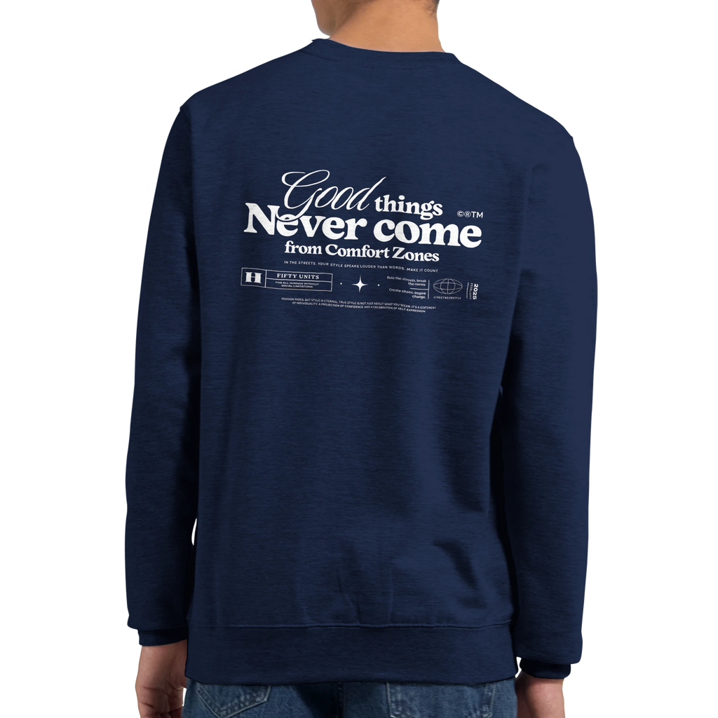 lifestyle modelo usando sudadera never come