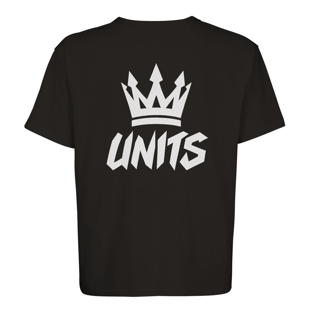 camiseta oversize unisex FIFTY UNITS logo corona black