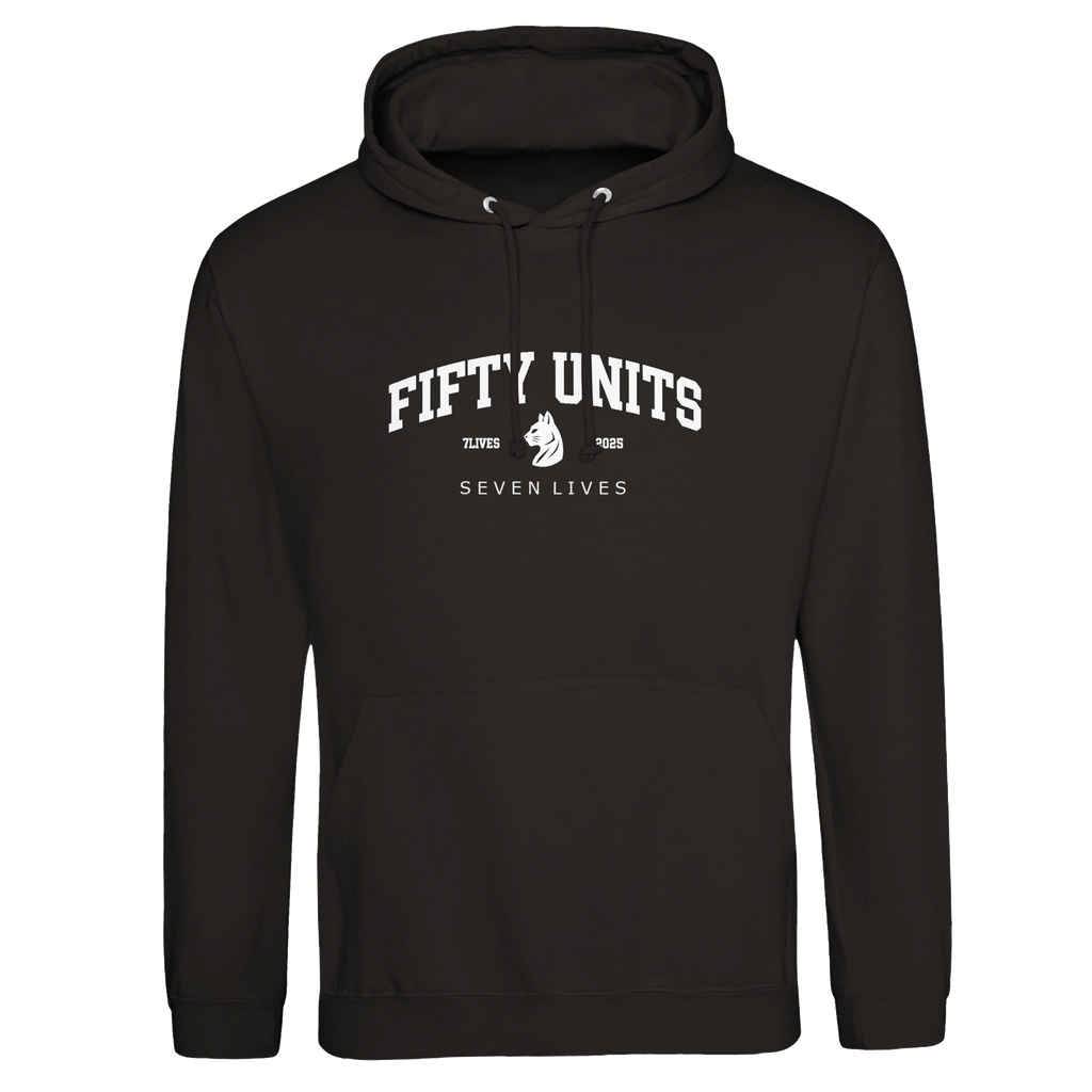 sudadera capucha fu x 7lvs fifty units frontal - deep black