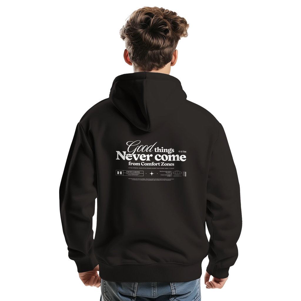 lifestyle modelo usando sudadera never come fifty units - chico