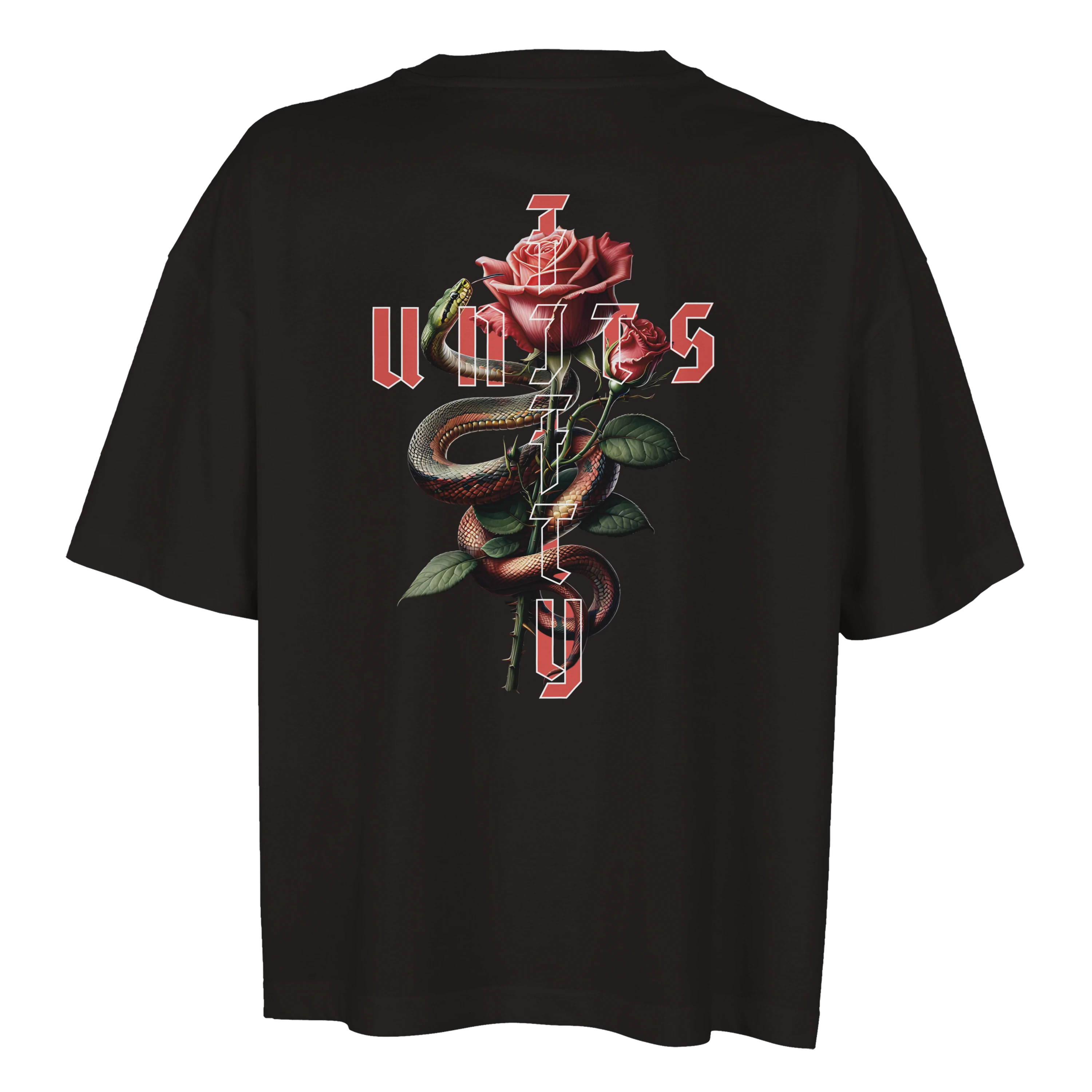 Camiseta Oversize Crop Rose & Snake Unisex | FIFTY UNITS