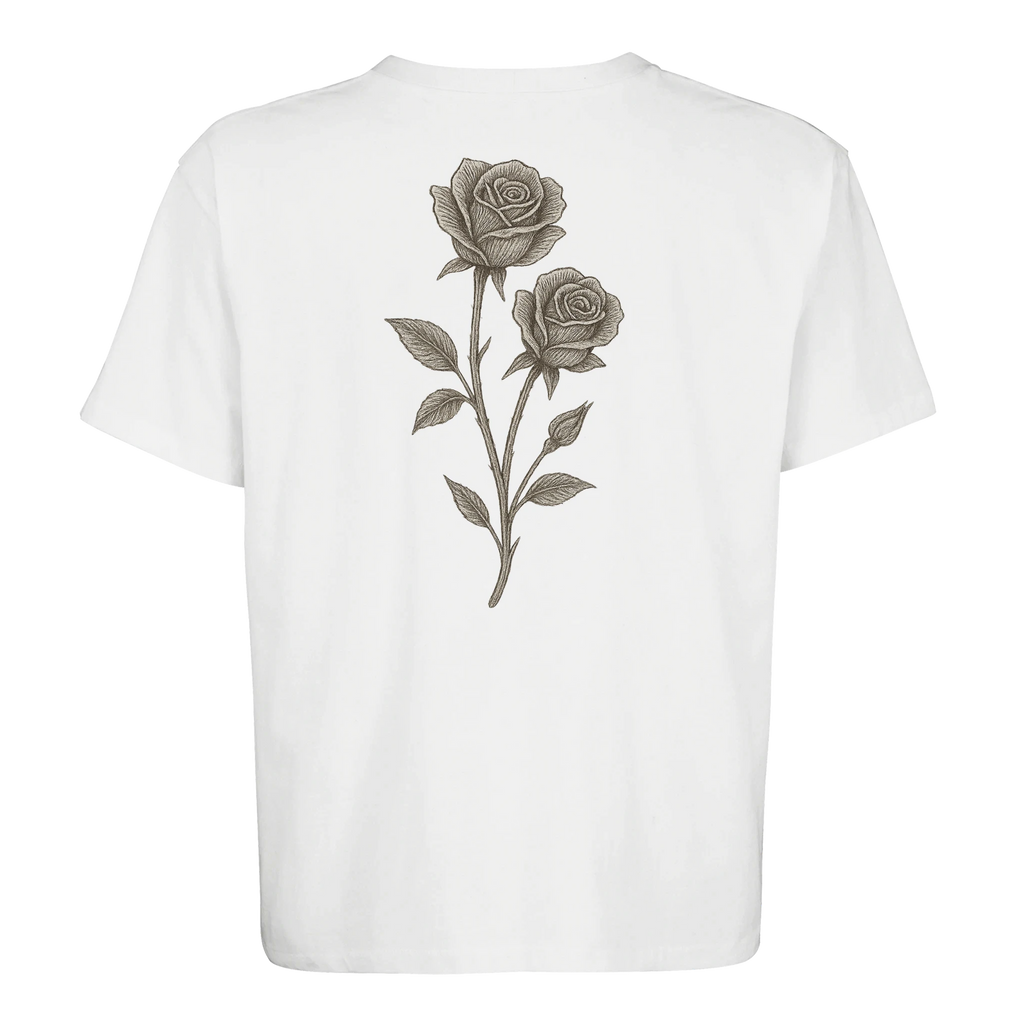 camiseta oversize unisex FIFTY UNITS logo rose white