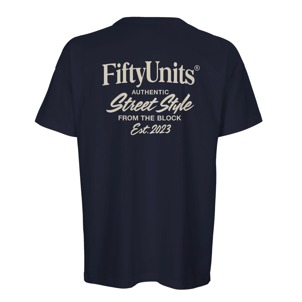 camiseta oversize unisex FIFTY UNITS authentic navy